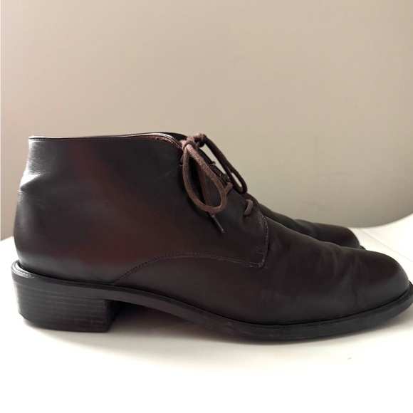 Etienne Aigner Dark Brown Lace Up Vintage Leather Boots - Picture 1 of 7